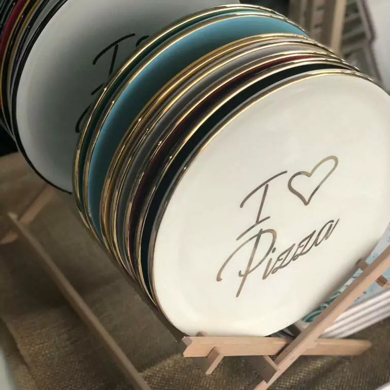 GOLD PIZZA PLATE “I ❤ PIZZA” - Bosco